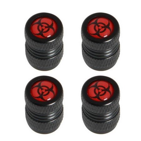 PILOT AUTOMOTIVE Pilot Automotive IP-2042E Biohazard Logo Aluminum Valve Cap; Black - 4 Piece IP-2042E